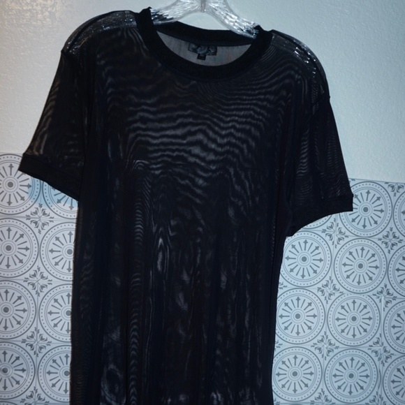 Topshop Mesh T-Shirt in Black - Picture 2 of 7